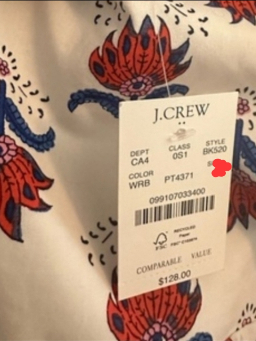 J.Crew Factory Blue White Red Coastal Grandma Floral Tiered Midi Cotton Size XS - Picture 15 of 15